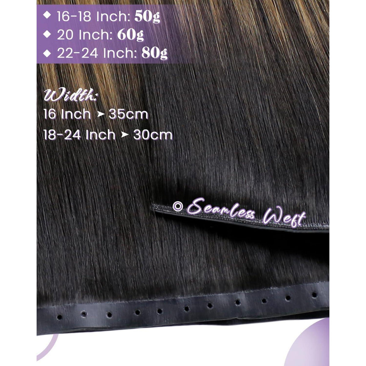 Echthaar Tressen Braun Balayage 50cm zum Einnähen