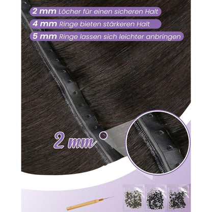 Echthaar Tressen Braun 55cm – Butterfly Weft Extensions
