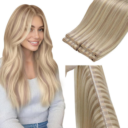 Echthaar Tressen Weißblond 60cm – Unsichtbare Weft Extensions