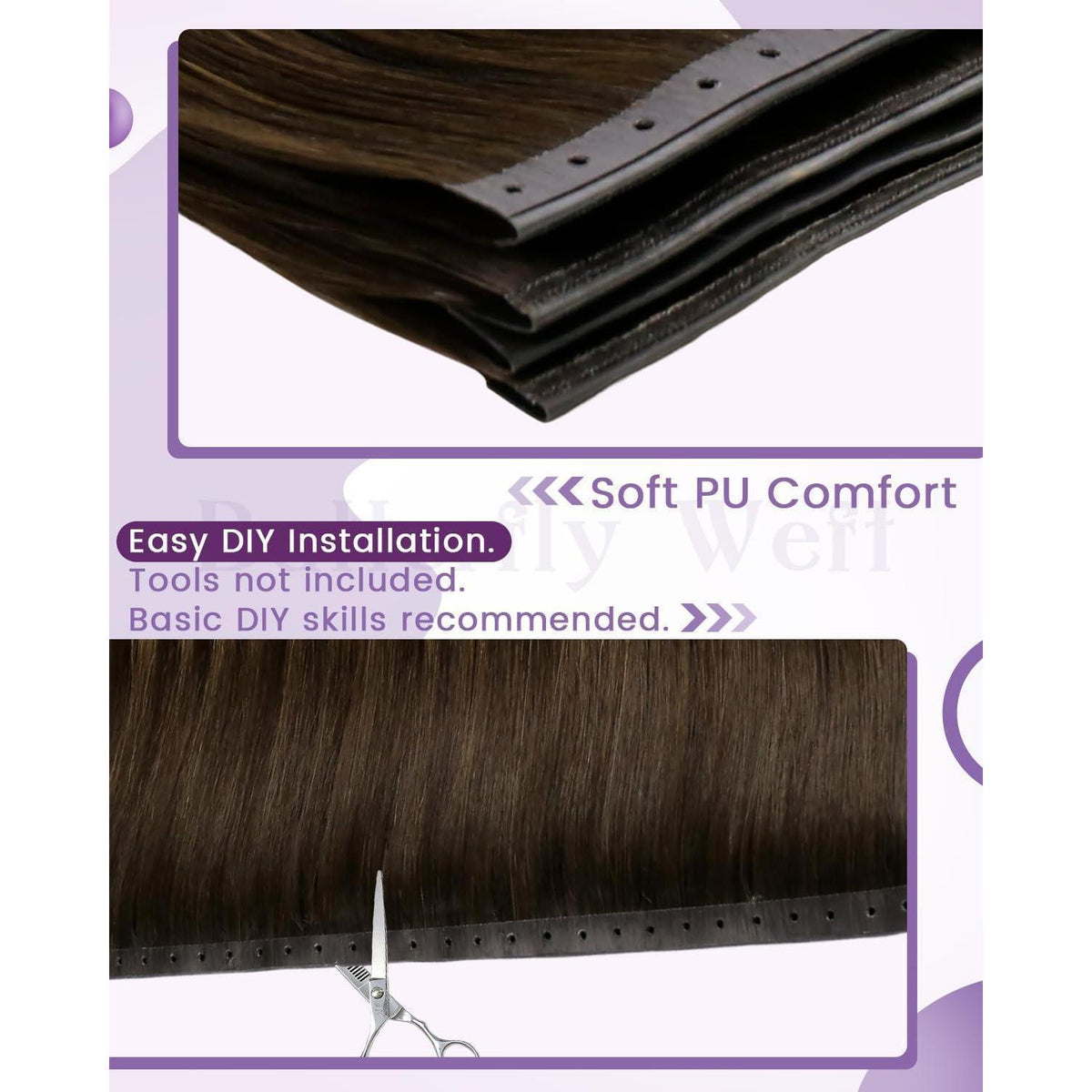 Echthaar Tressen Braun Balayage 55cm - Haarverlängerung