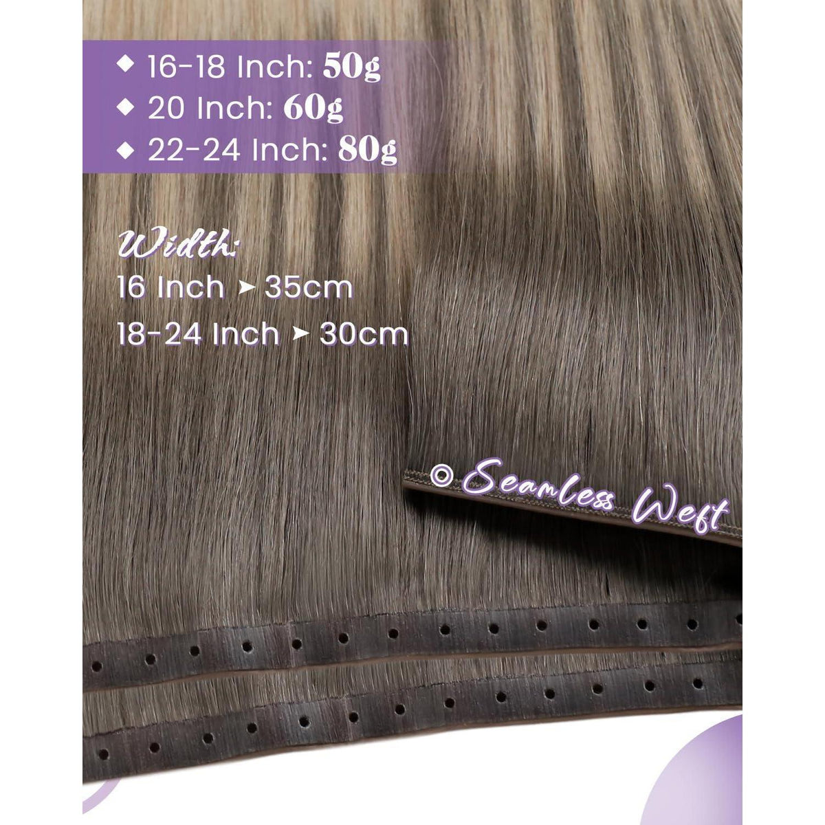 Echthaar Tressen 50cm Ombre Blond Braun Weft Extensions