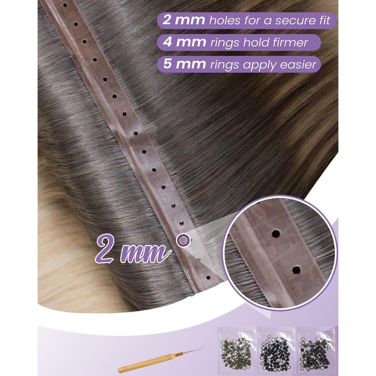 Echthaar Tressen Ombre Blond Balayage 40cm