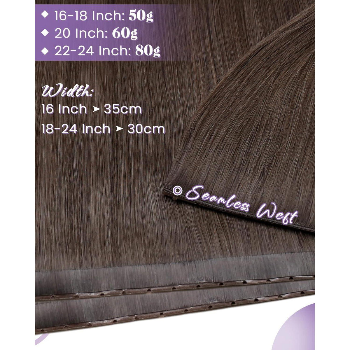 Echthaar Tressen Braun 55cm – Sew-in Weft Extensions