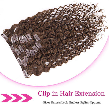 Kinky Curly Clip-in Haarverlängerung Echthaar Dunkel Braun 60cm
