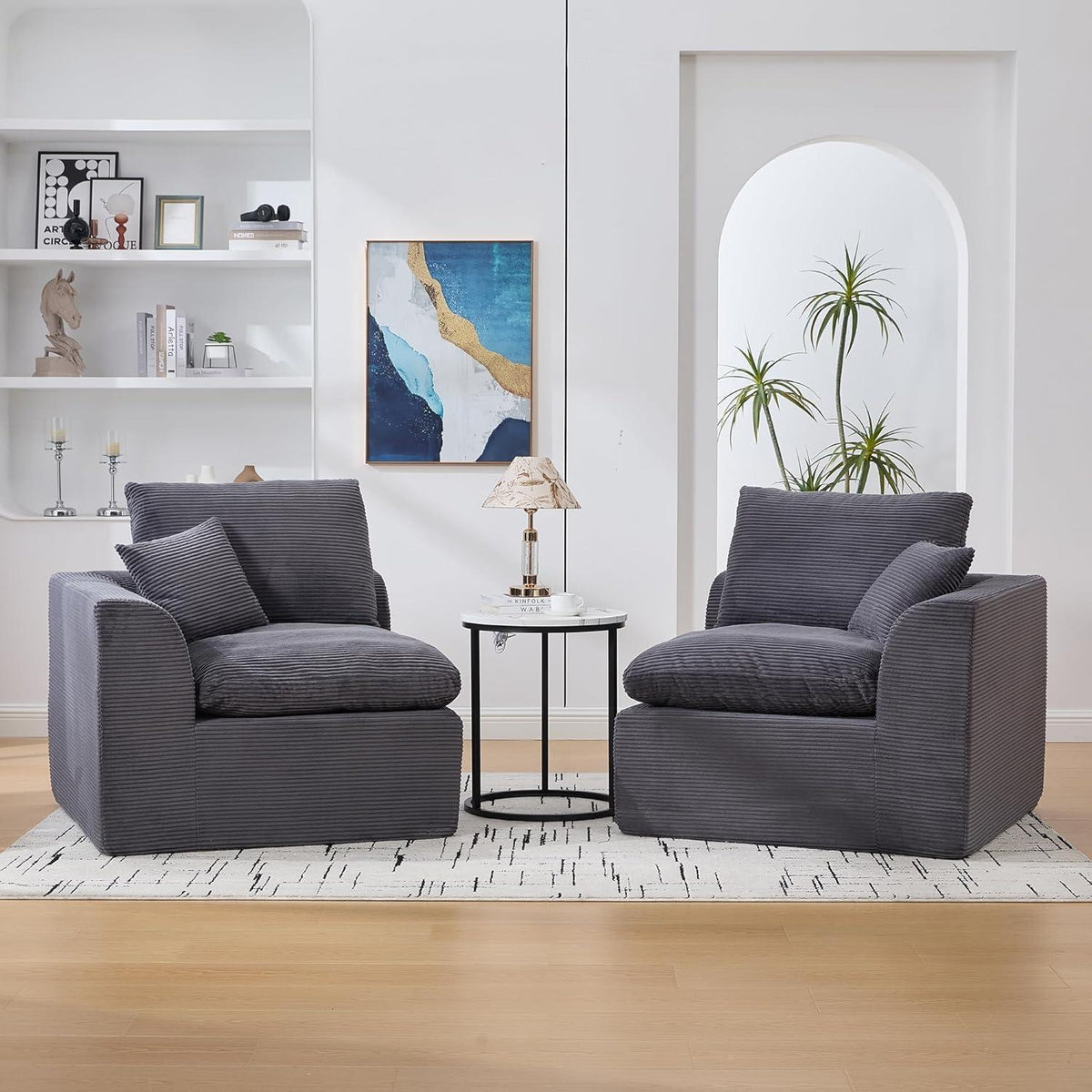 Compressed Sofa Einzelsitzer Cordstoff - Dunkelgrau & Kombinierbar