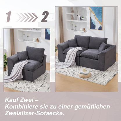 Compressed Sofa Einzelsitzer Cordstoff - Dunkelgrau & Kombinierbar