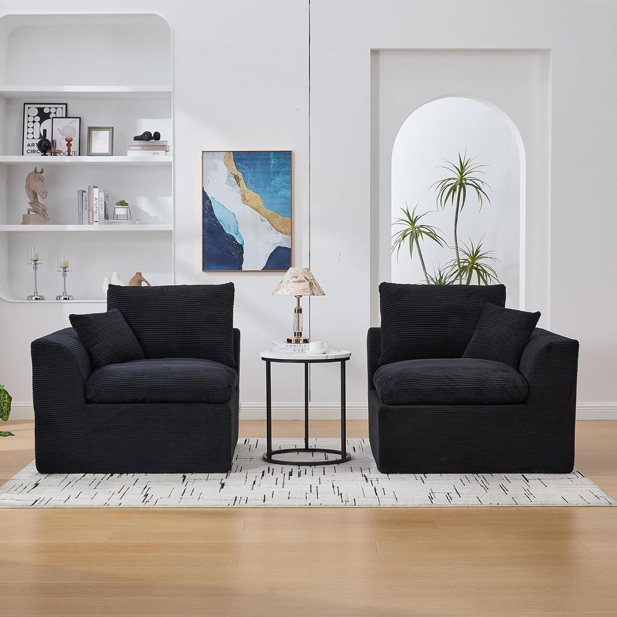 Compressed Cordstoff Sofa Schwarz – Flexibel als 1er oder 2er