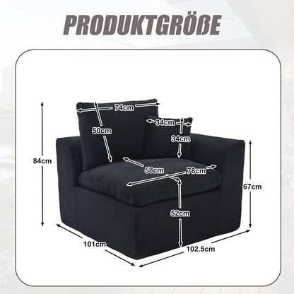 Compressed Cordstoff Sofa Schwarz – Flexibel als 1er oder 2er