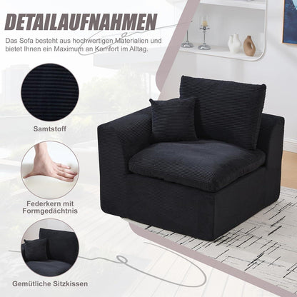 Compressed Cordstoff Sofa Schwarz – Flexibel als 1er oder 2er