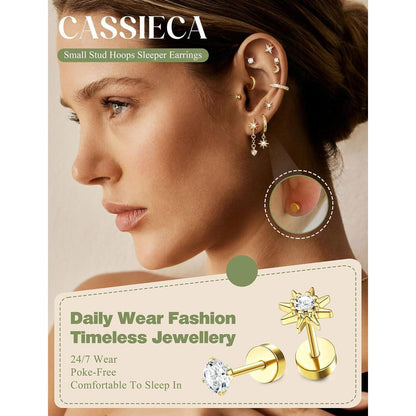 Helix Piercing Set | 21tlg. Ohrringe aus Chirurgenstahl & Gold