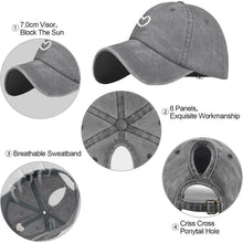 Pferdeschwanz Baseball Cap Herz Stickerei Damen Verstellbar