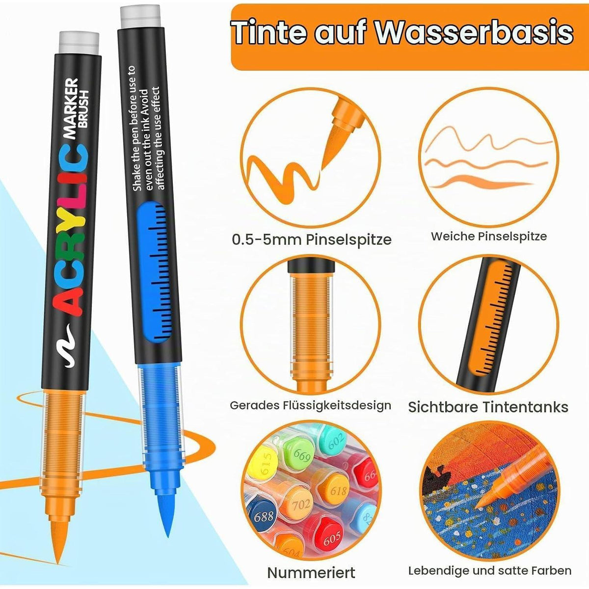 Acrylstifte 360 Farben – Wasserfest für Stein, Holz & mehr