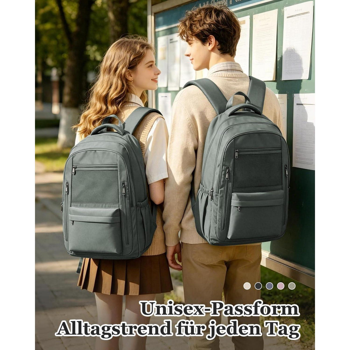 Grün A2-Grün Rucksack Schule Herren Damen – Leichter Schulrucksack 30L