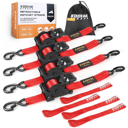 Spanngurte mit Ratsche 3m | 1360KG | Rot 4er-Set