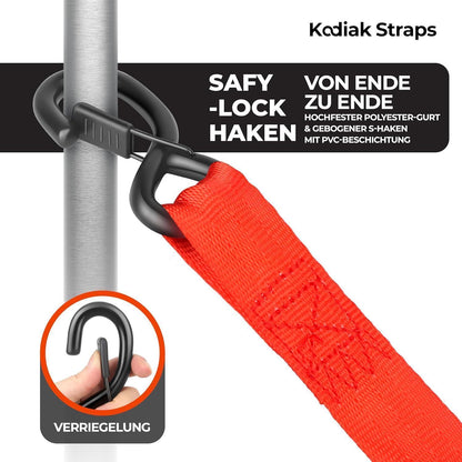 Spanngurte mit Ratsche 3m | 1360KG | Rot 4er-Set