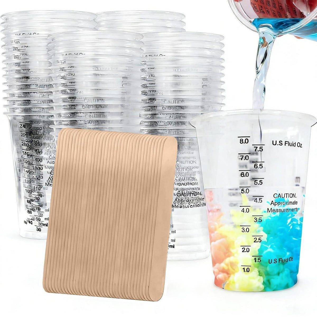 50x Epoxidharz Mischbecher Set mit Skala & Rührstäben