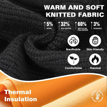 Warme Strickmütze mit Schal 2-in-1 Sturmhaube Unisex Schwarz