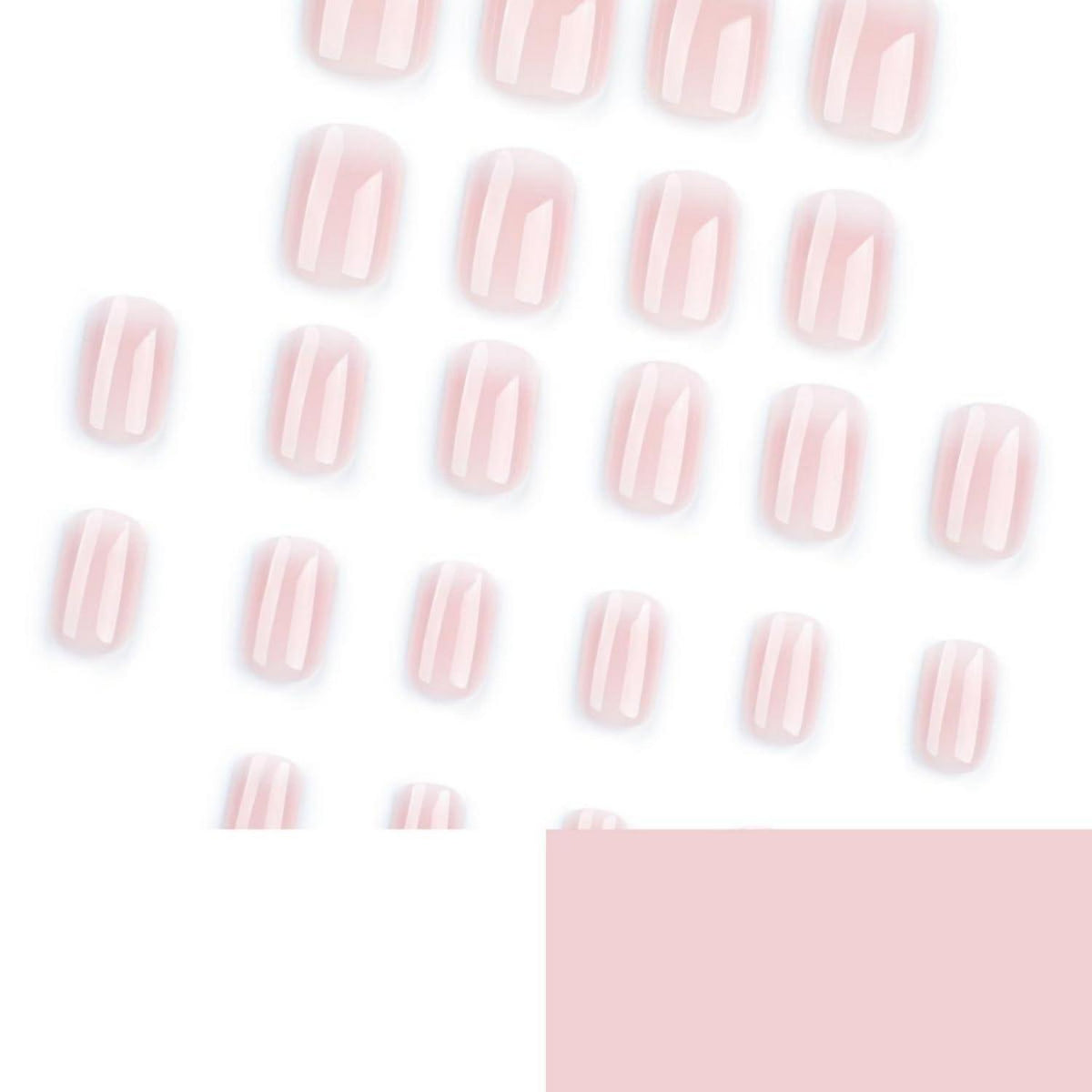 Kurze Nägel zum Aufkleben, Hellrosa Eckig mit Glanz