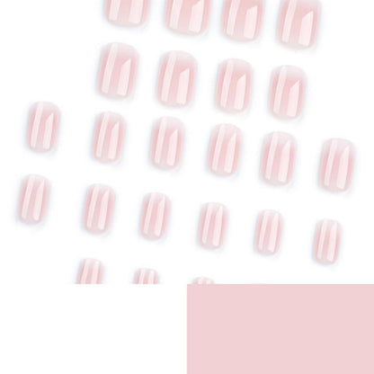 Kurze Nägel zum Aufkleben, Hellrosa Eckig mit Glanz