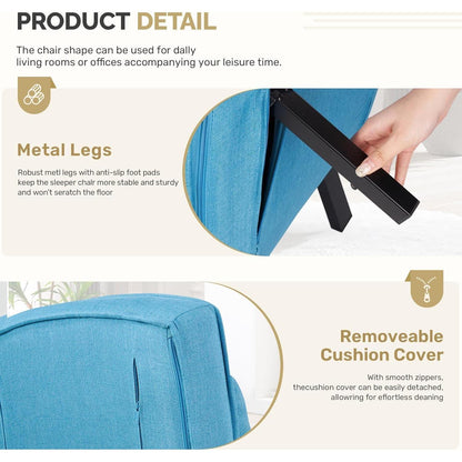 4in1 Schlafsessel mit Bettfunktion – Blau, Platzsparend