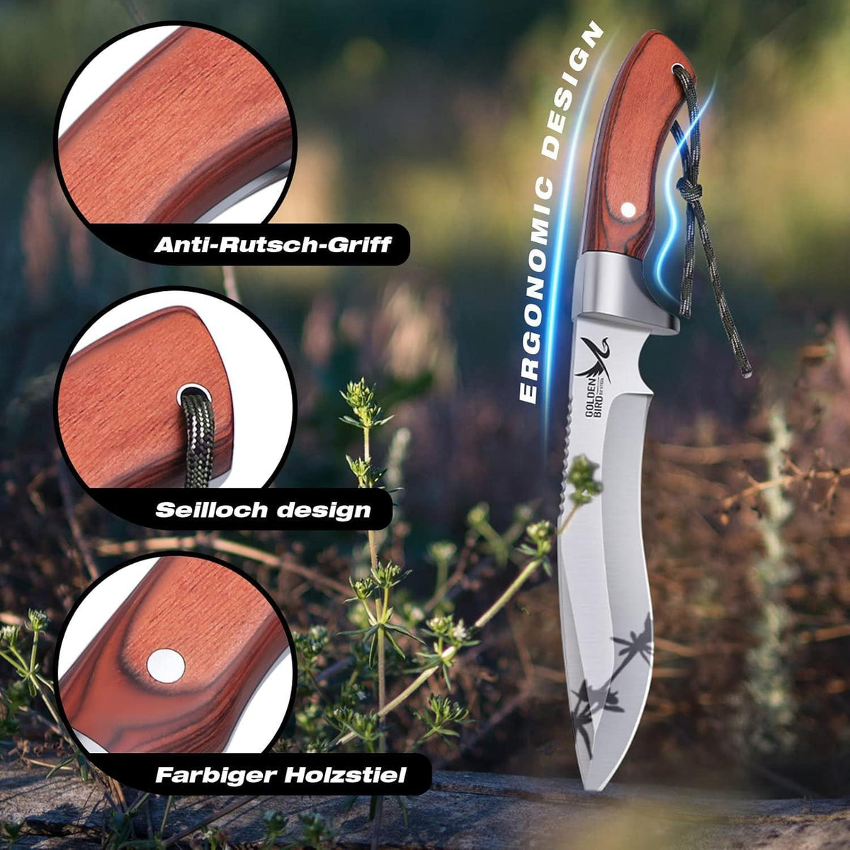 Outdoor Messer Golden Bird – Robustes Campingmesser 33cm