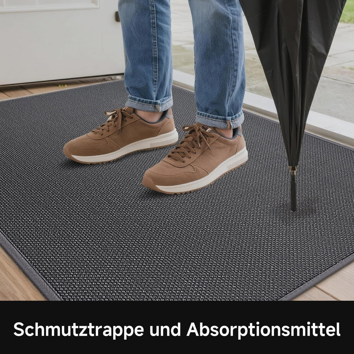 Waschbare Fußmatte Grau 80x120cm – Rutschfest & Saugfähig