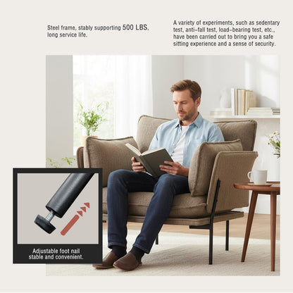 Bouclé Loungesessel mit Metallbeinen – Braun