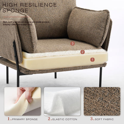 Bouclé Loungesessel mit Metallbeinen – Braun