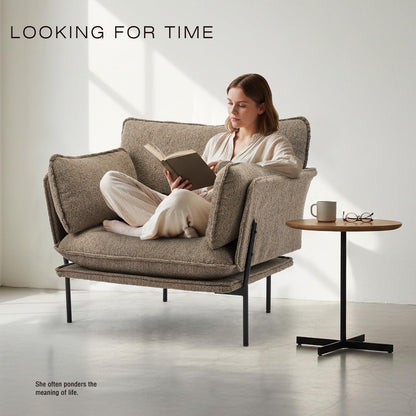 Bouclé Loungesessel mit Metallbeinen – Braun