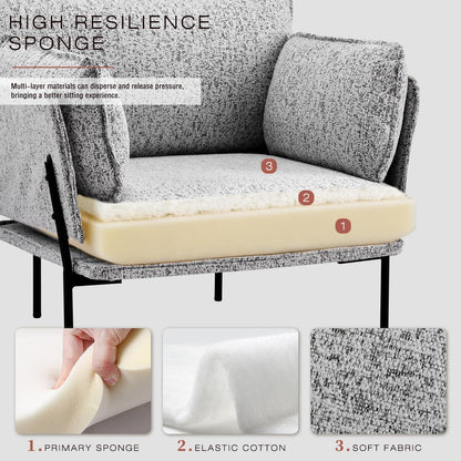 Bouclé Loungesessel mit Metallbeinen – Bequemer Akzentstuhl