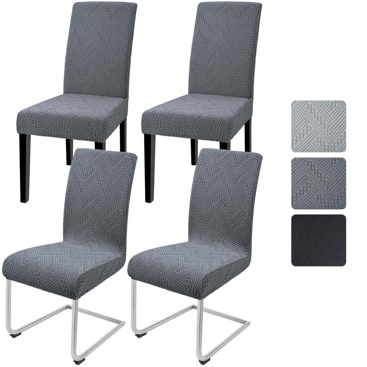 Jacquard Stuhlhussen Set Grau – Elastische Sitzbezüge für Stühle