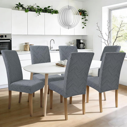 Jacquard Stuhlhussen Set Grau – Elastische Sitzbezüge für Stühle