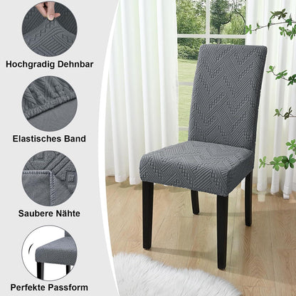 Jacquard Stuhlhussen Set Grau – Elastische Sitzbezüge für Stühle