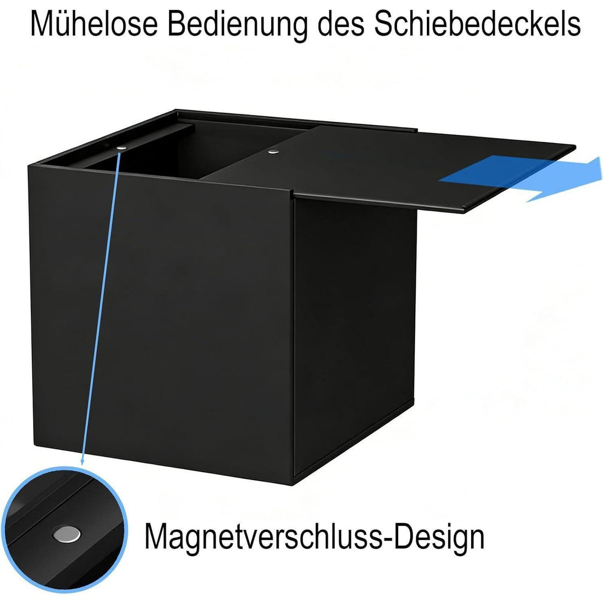 Acryl Taschentücherbox Schwarz mit Magnetabdeckung