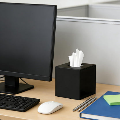Acryl Taschentücherbox Schwarz mit Magnetabdeckung