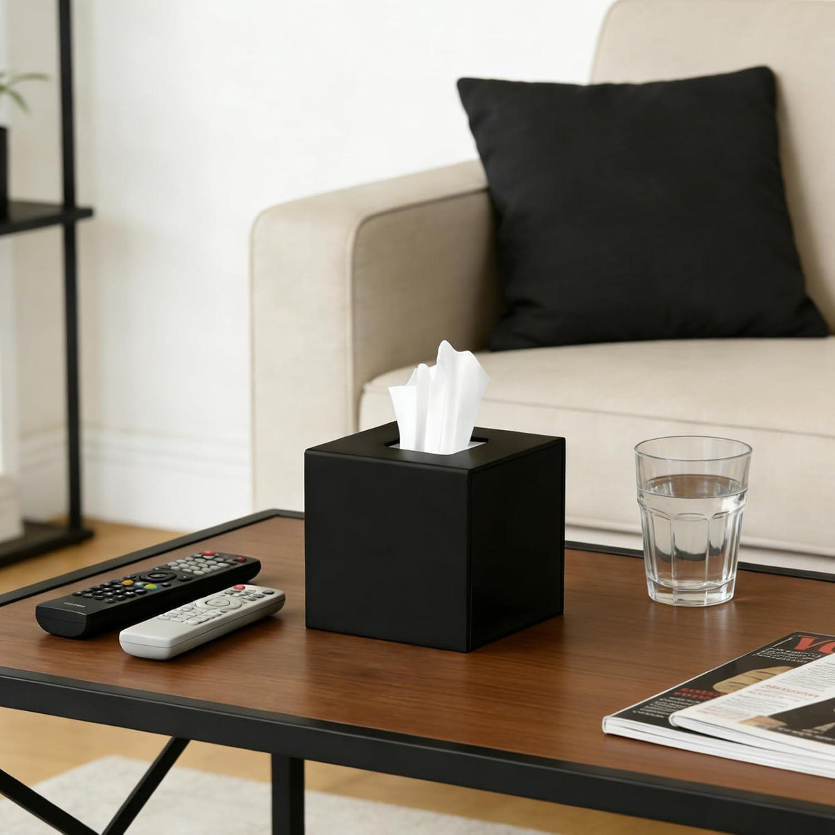 Acryl Taschentücherbox Schwarz mit Magnetabdeckung