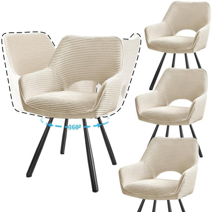 Drehbarer Esszimmerstuhl Set (4x) – Beige, Modern & Komfortabel