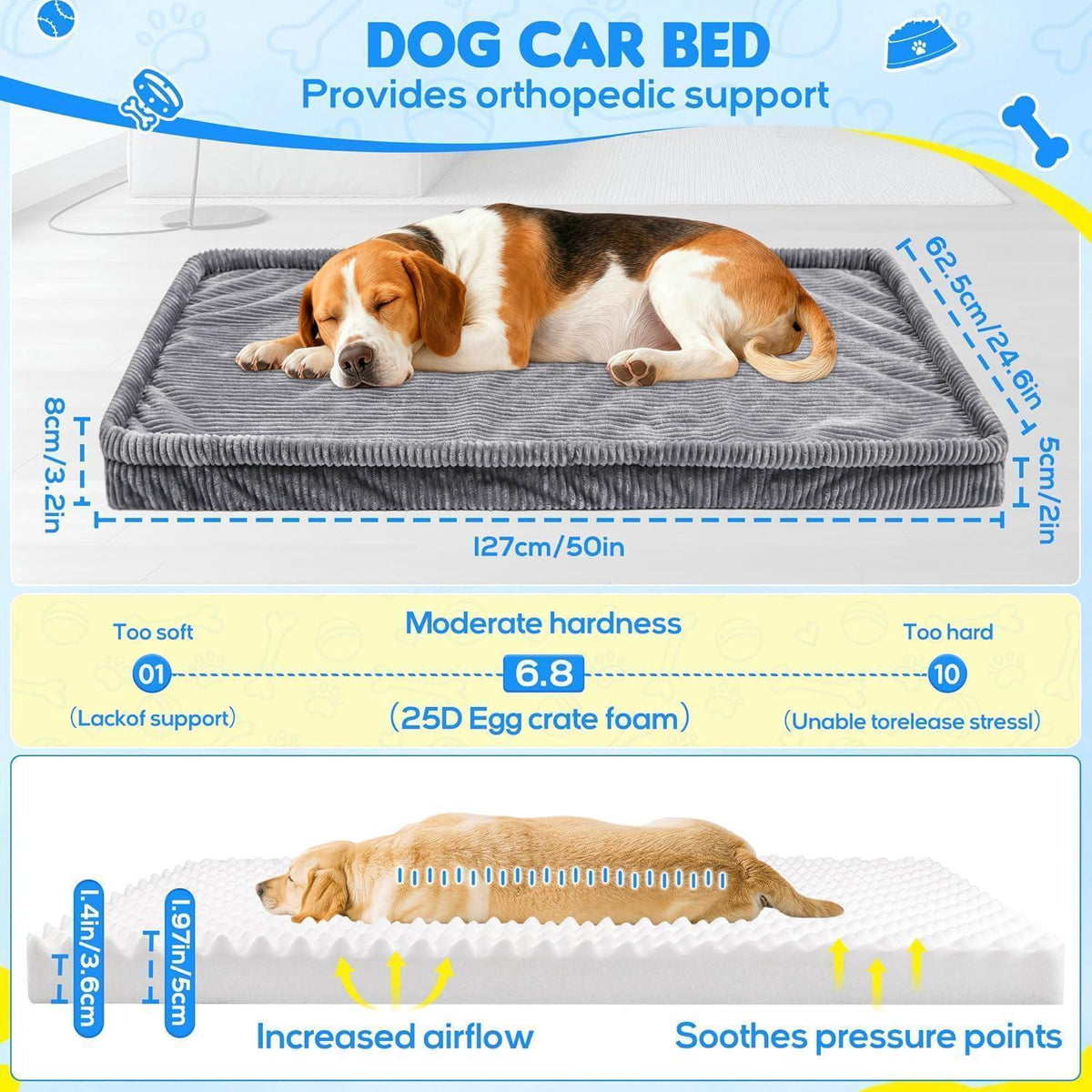 Hundebett Auto – Rutschfest & Waschbar, Dunkelgrau