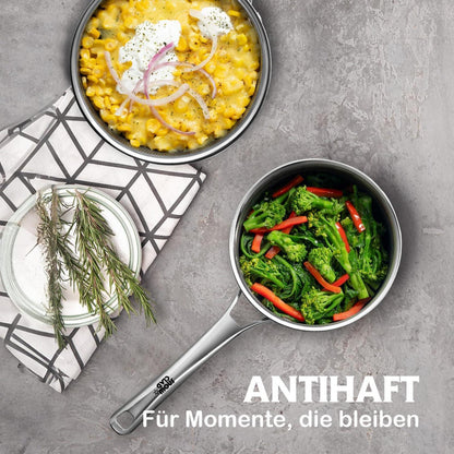 10-teiliges Edelstahl Topfset mit Antihaftbeschichtung