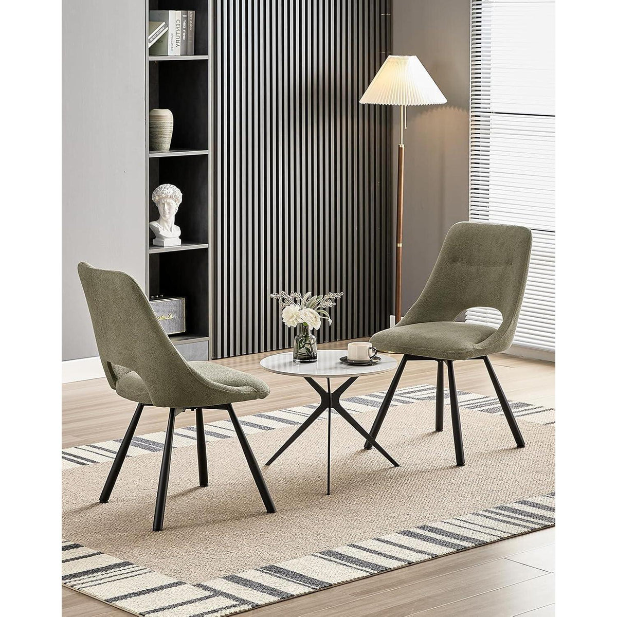 Drehbare Esszimmerstühle 2er Set – Bequemer Polsterstuhl Graugrün