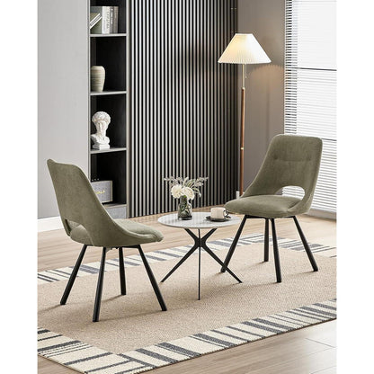 Drehbare Esszimmerstühle 2er Set – Bequemer Polsterstuhl Graugrün