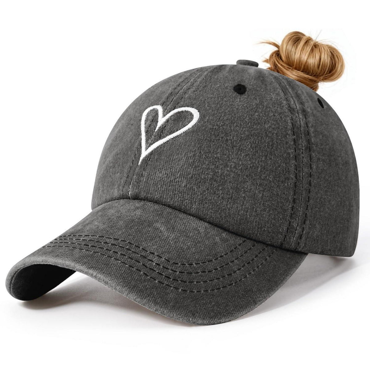 Damen Baseball Cap mit Zopf Loch & Vintage Stickerei