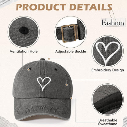 Damen Baseball Cap mit Zopf Loch & Vintage Stickerei