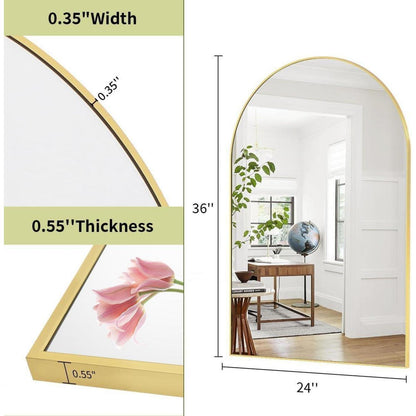 Bogen Wandspiegel Gold 60x90 cm – Moderner Aluminiumrahmen