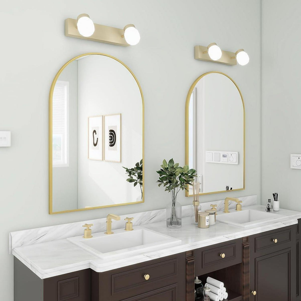 Bogen Wandspiegel Gold 60x90 cm – Moderner Aluminiumrahmen