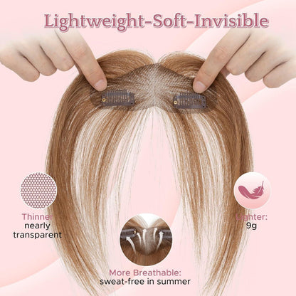 Echthaar Pony Clip-in – Seitlicher Pony Hellbraun #6