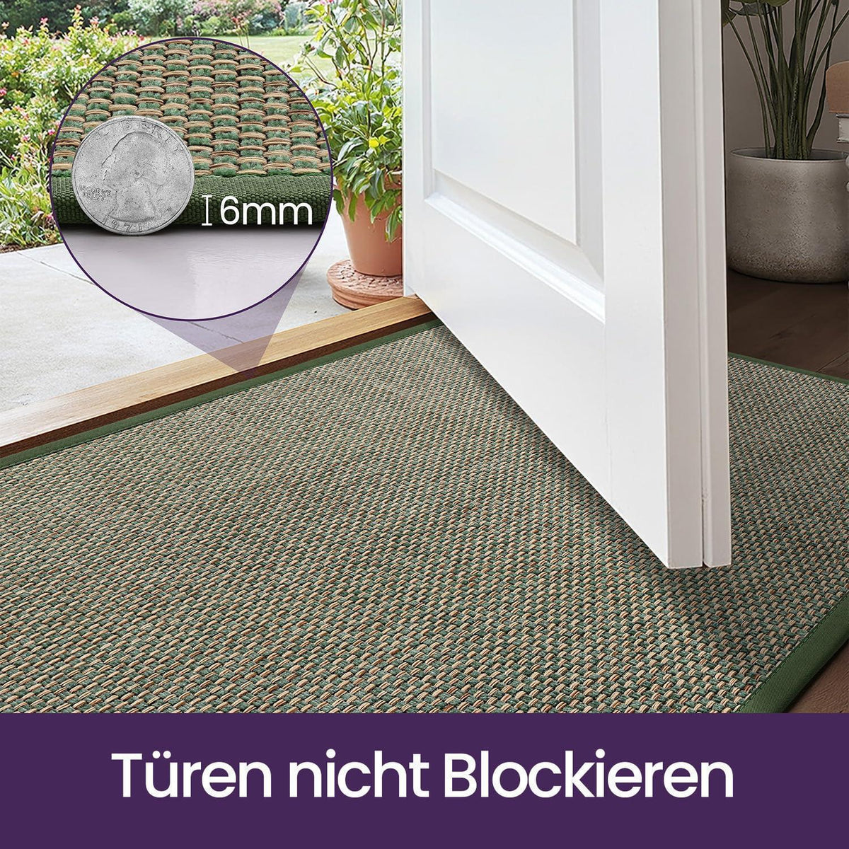 Fußmatte Grün 60x90 cm - Rutschfest & Saugstark