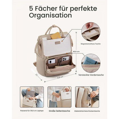 Laptop Rucksack Damen 15,6 Zoll – Wasserdichter Schulrucksack Lila