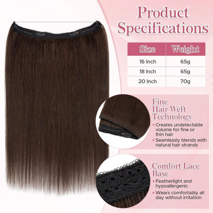 Remy Echthaar Extension Dunkelbraun - 40cm, 65g