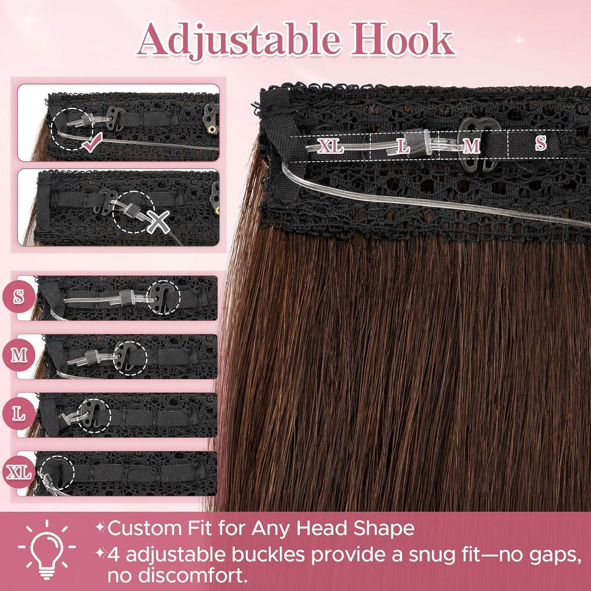 Remy Echthaar Extension Dunkelbraun - 40cm, 65g